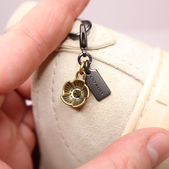 COACH Rose Rivets Studded Floral Taupe Slip On Off White Sneaker Women' 8B - Picture 6 of 7